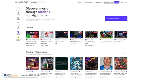 mixcloud.com screenshot