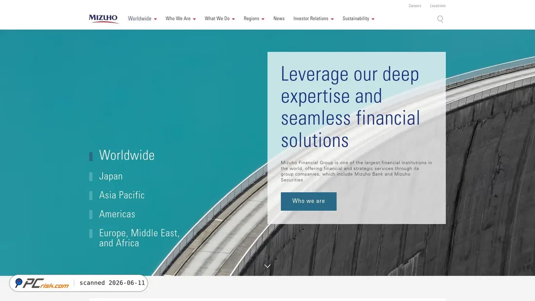 Screenshot di mizuhogroup.com