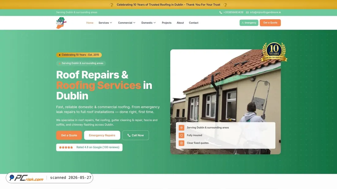Screenshot of mjroofingandmore.ie