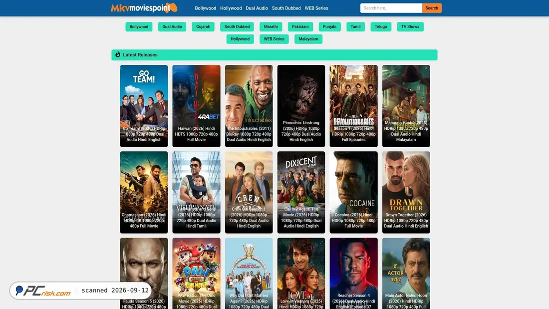 Screenshot of mkvmoviespoint.llc