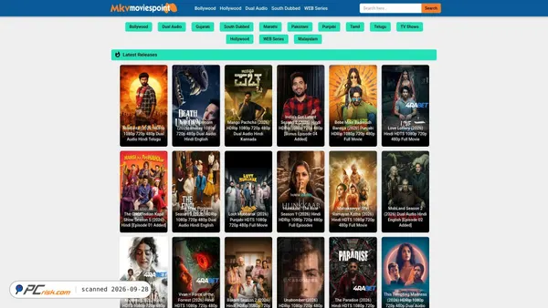 Zrzut ekranu mkvmoviespoint.llc