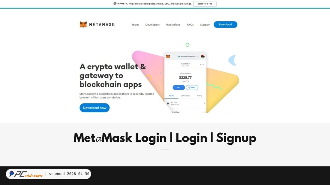 Screenshot von mm_mettaamak_logg-in.godaddysites.com