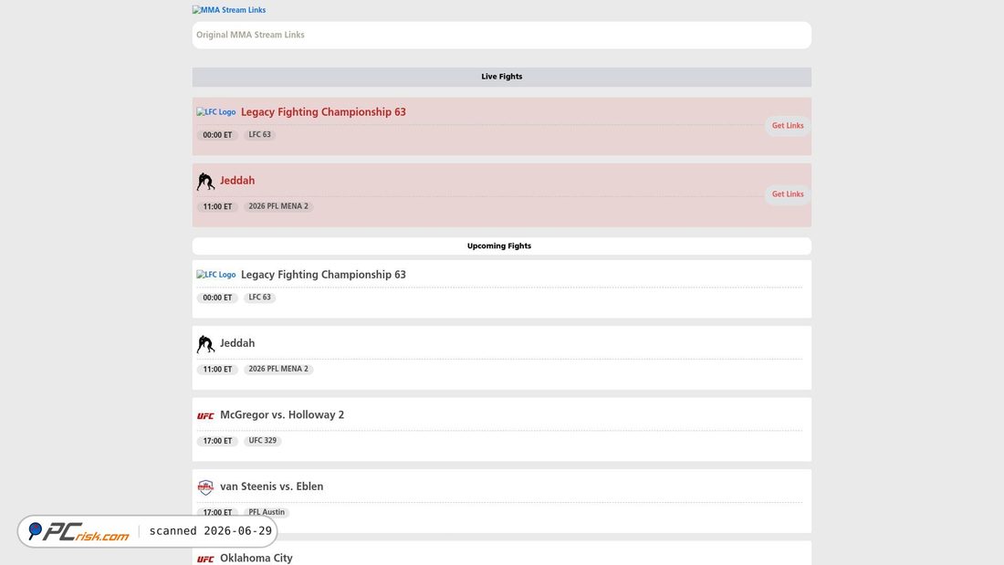 Screenshot of mmastreamlinks.net