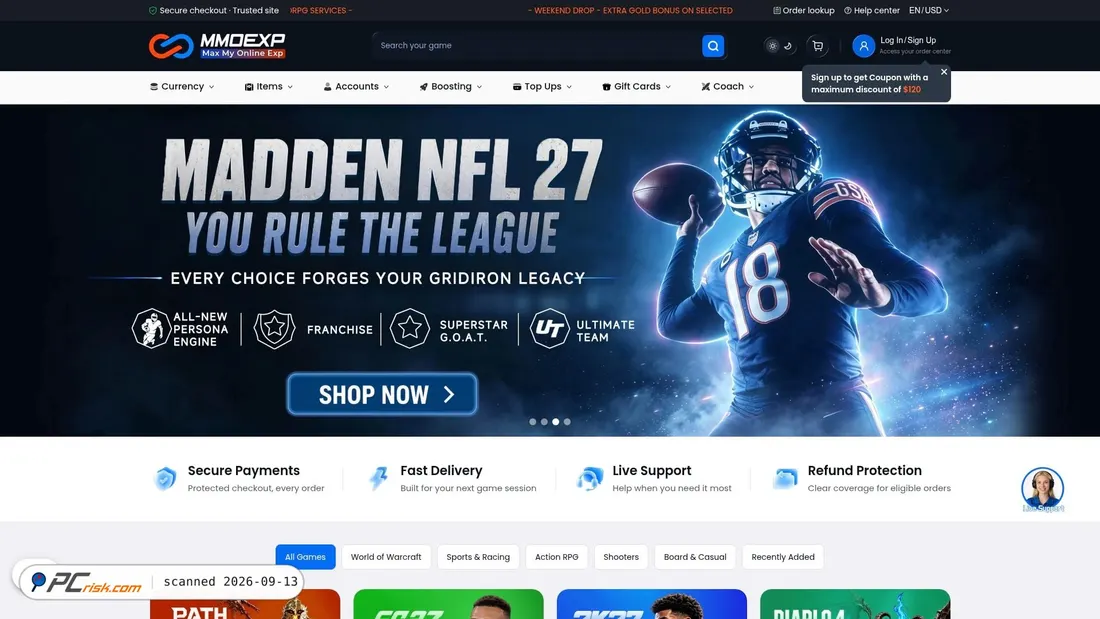 Screenshot van mmoexp.com