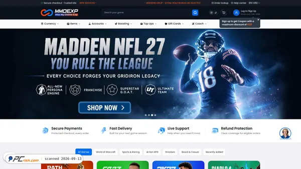 Screenshot van mmoexp.com