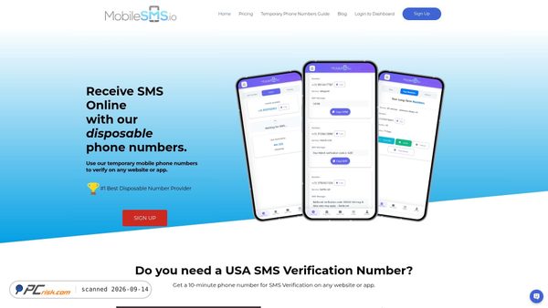 Capture d’écran de mobilesms.io