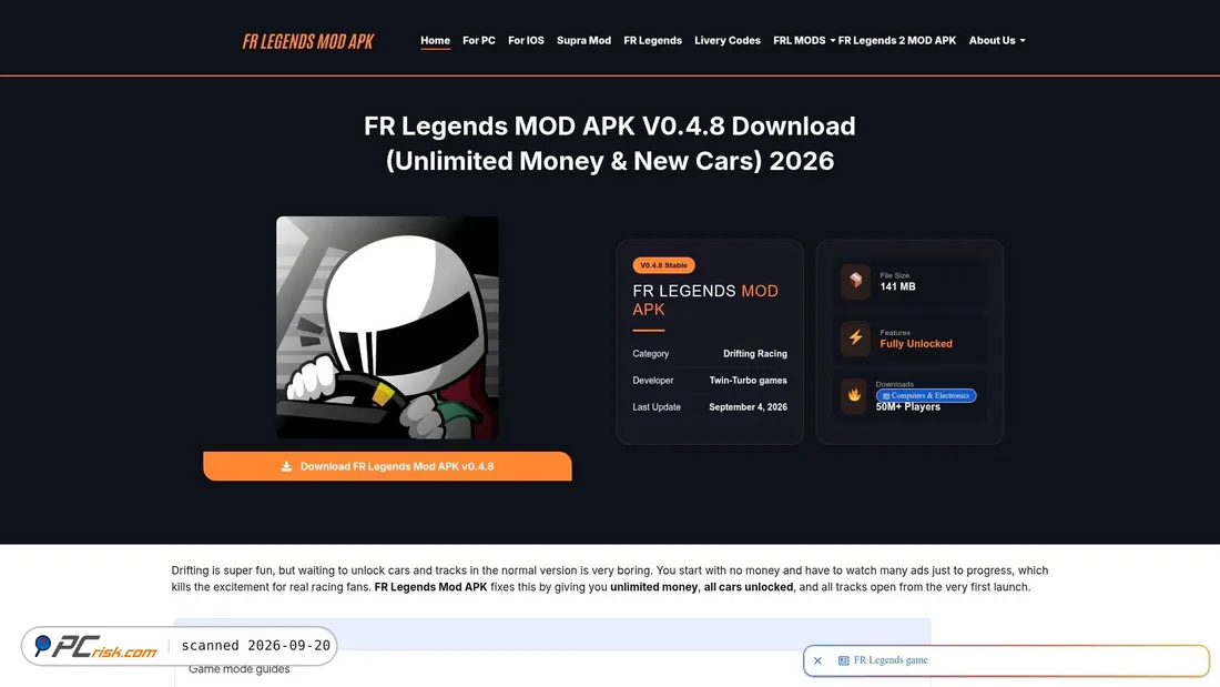 Screenshot van modapkfrlegends.com