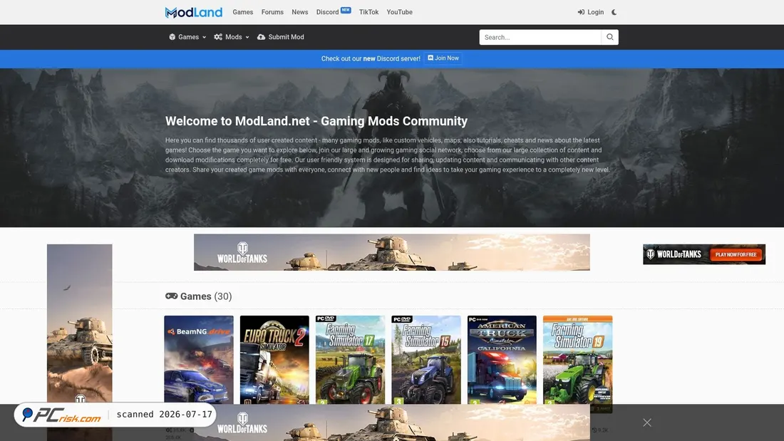 Screenshot of modland.net