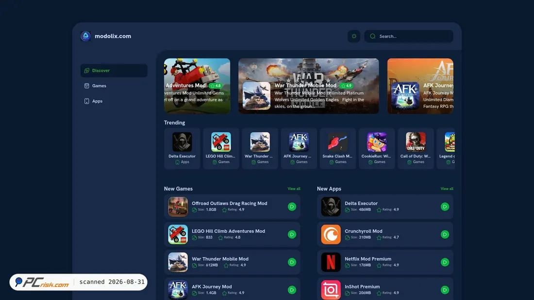 Screenshot von modolix.com
