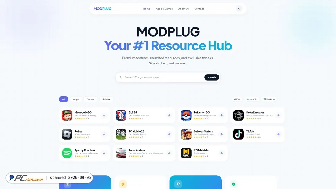 Screenshot von modplug.org