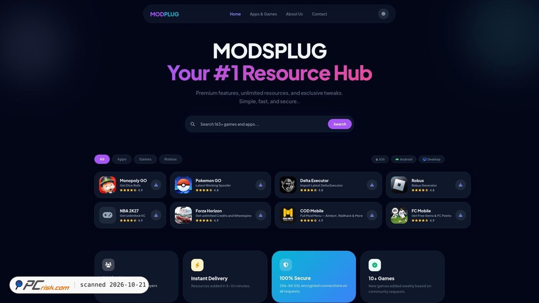 Screenshot von modplug.org