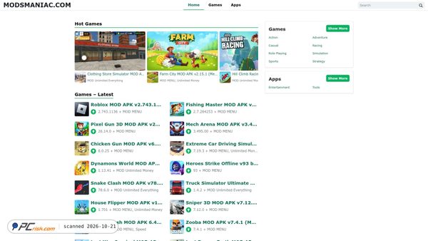 Screenshot di modsmaniac.com