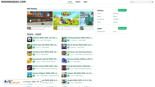 modsmaniac.com Screenshot
