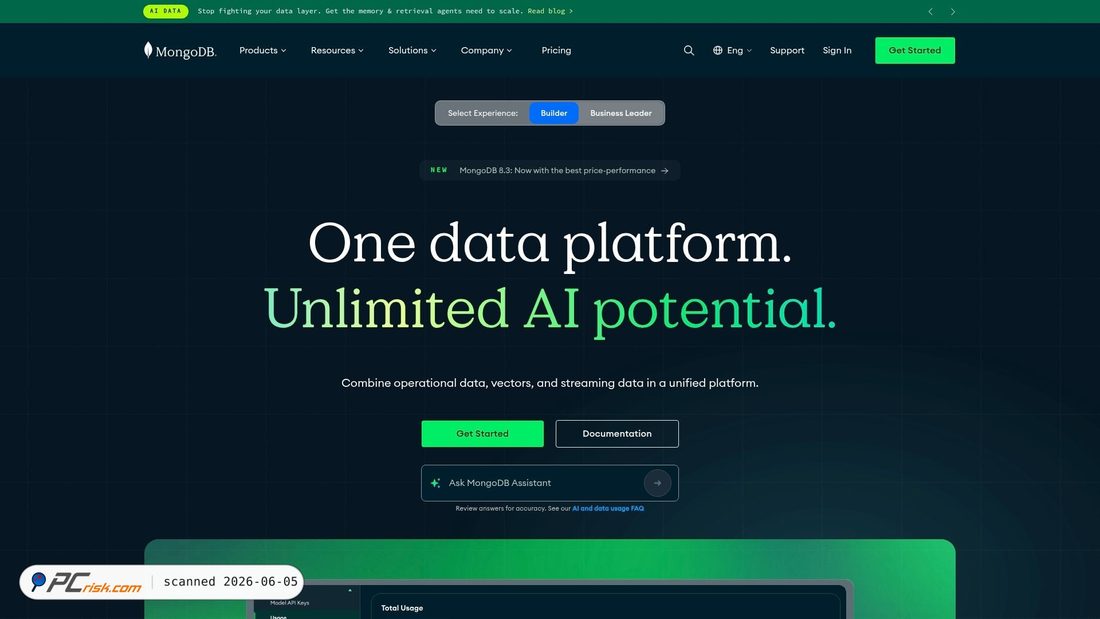 Zrzut ekranu mongodb.com