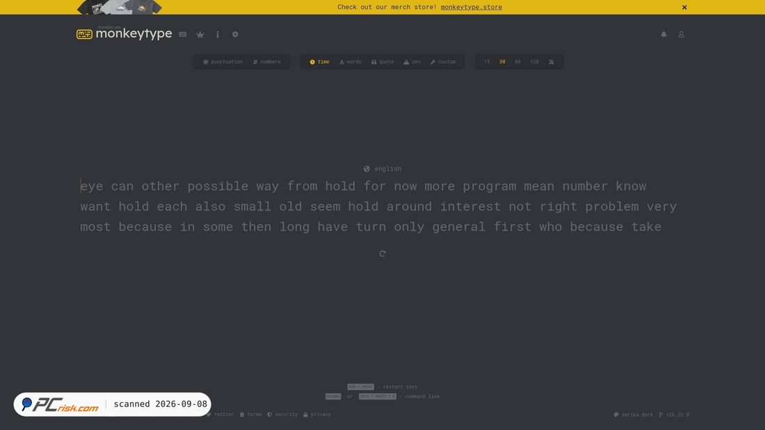 Screenshot of monkeytype.com