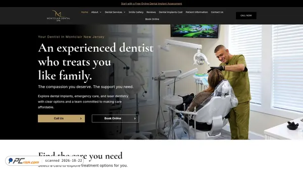 Capture d’écran de montclairdentalspanj.com
