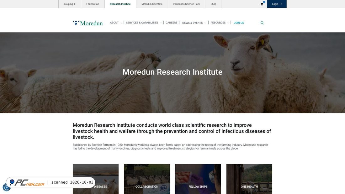 Captura de ecrã de moredun.ac.uk