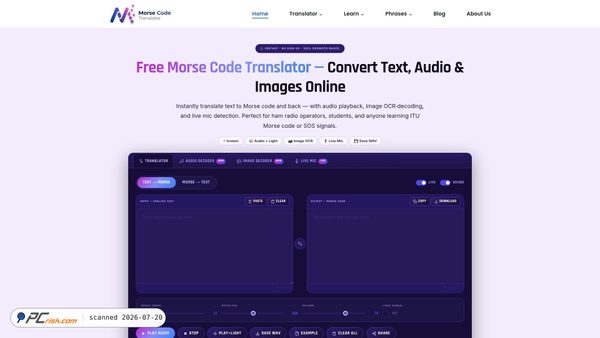 morsecodetrranslator.com screenshot