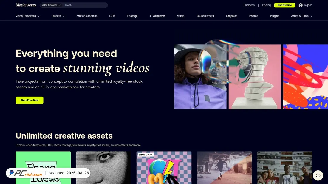 Screenshot of motionarray.com
