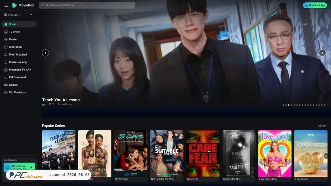 Screenshot of moviebox.pk