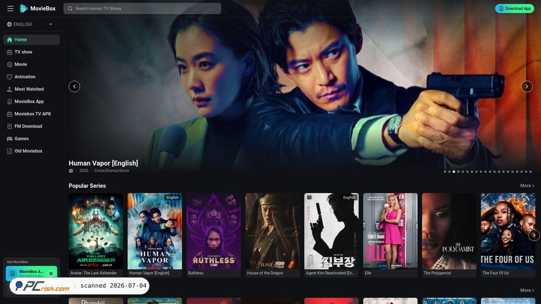 Screenshot of moviebox.pk