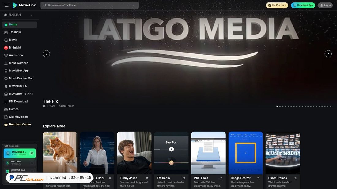 Captura de ecrã de movieboxhd.net