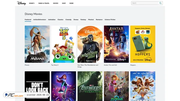 movies.disney.com screenshot