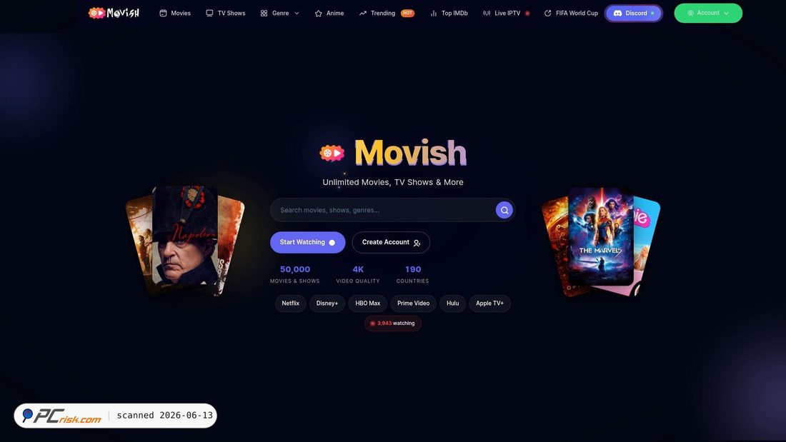 Screenshot of movish.net