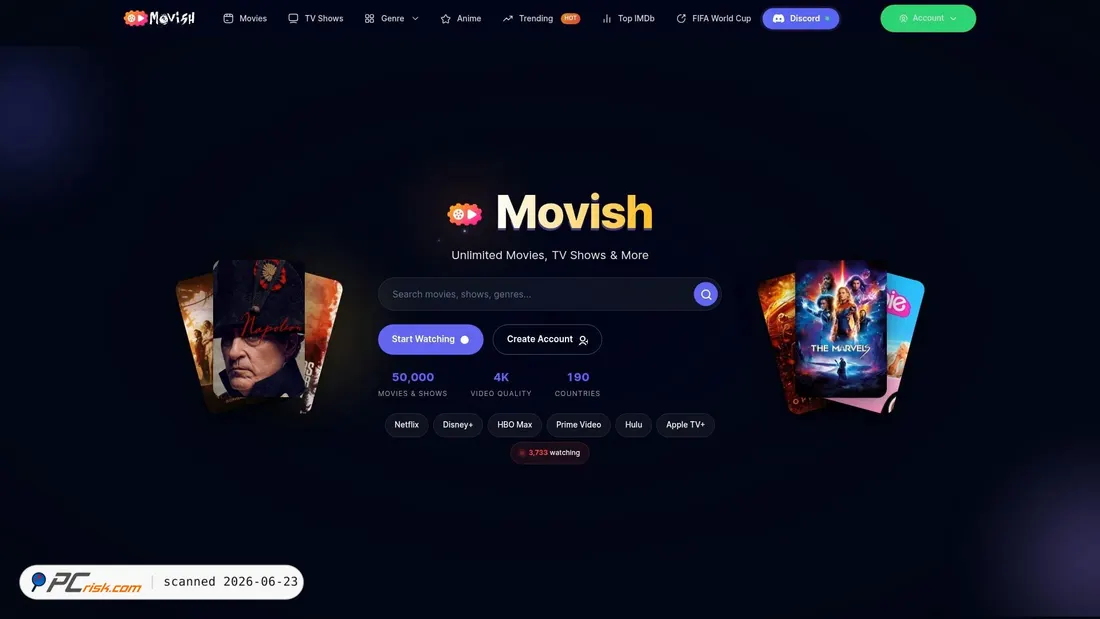 Screenshot of movish.net