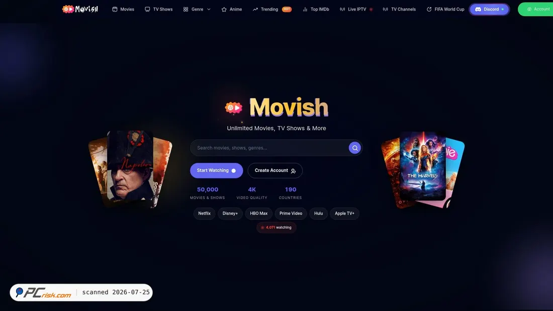 Screenshot of movish.to