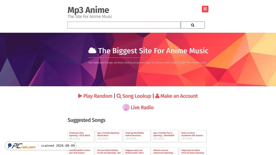 Screenshot of mp3anime.net