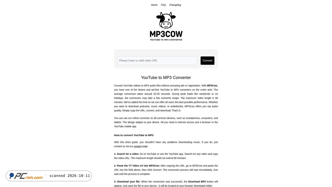 Is mp3cow.com Safe? Security Scan Report | PCrisk