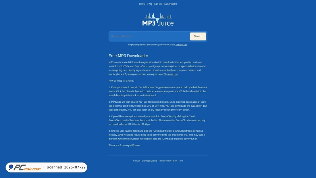 Screenshot of mp3juice.sc