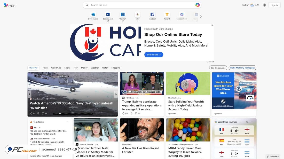 Screenshot von msn.com