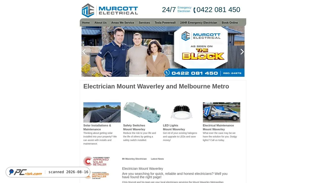 Screenshot of murcottelectrical.com.au