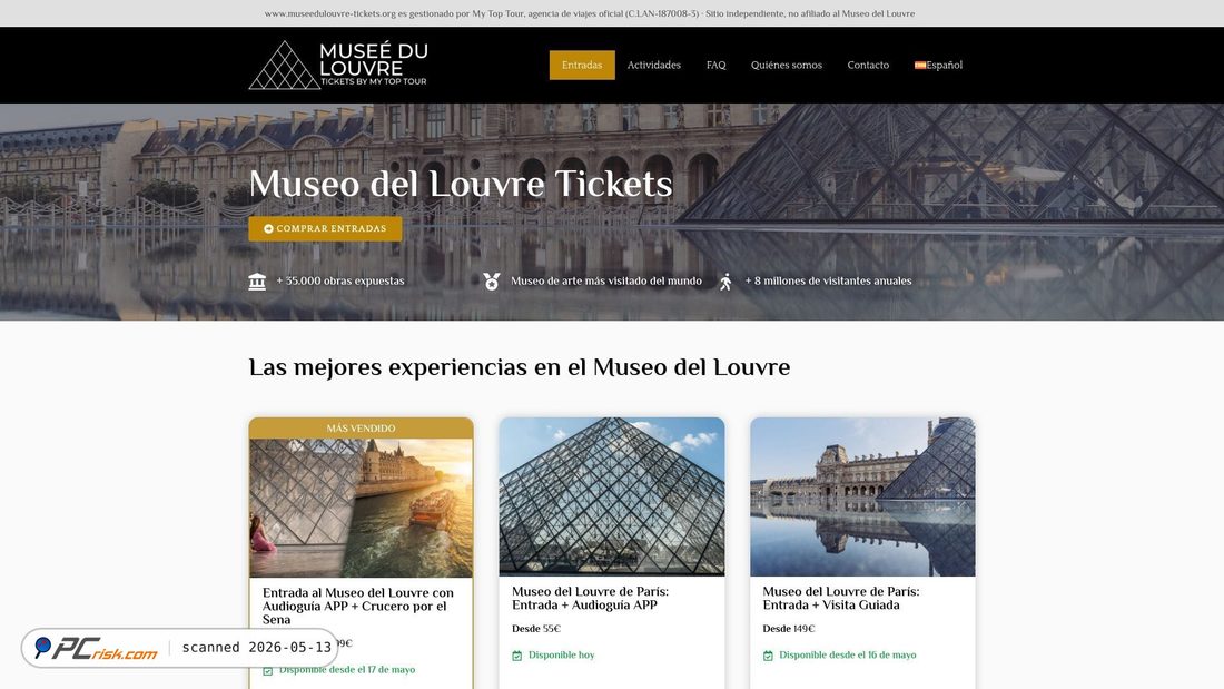 Screenshot van museedulouvre-tickets.org