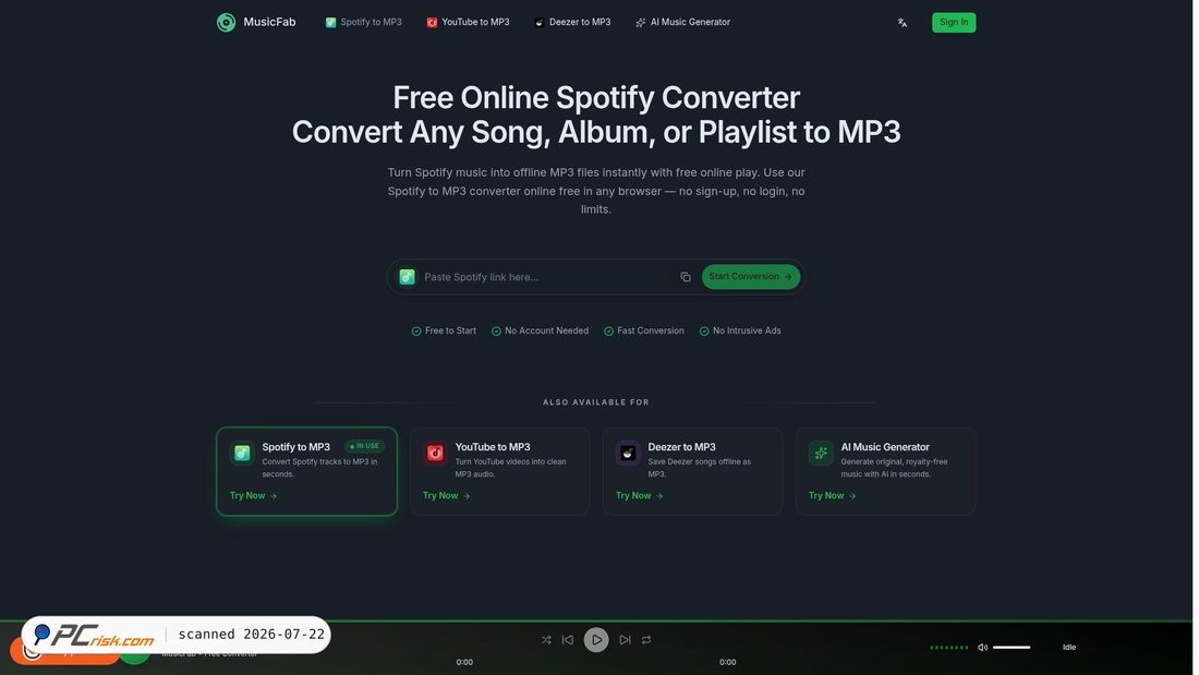 Screenshot of musicfab.io