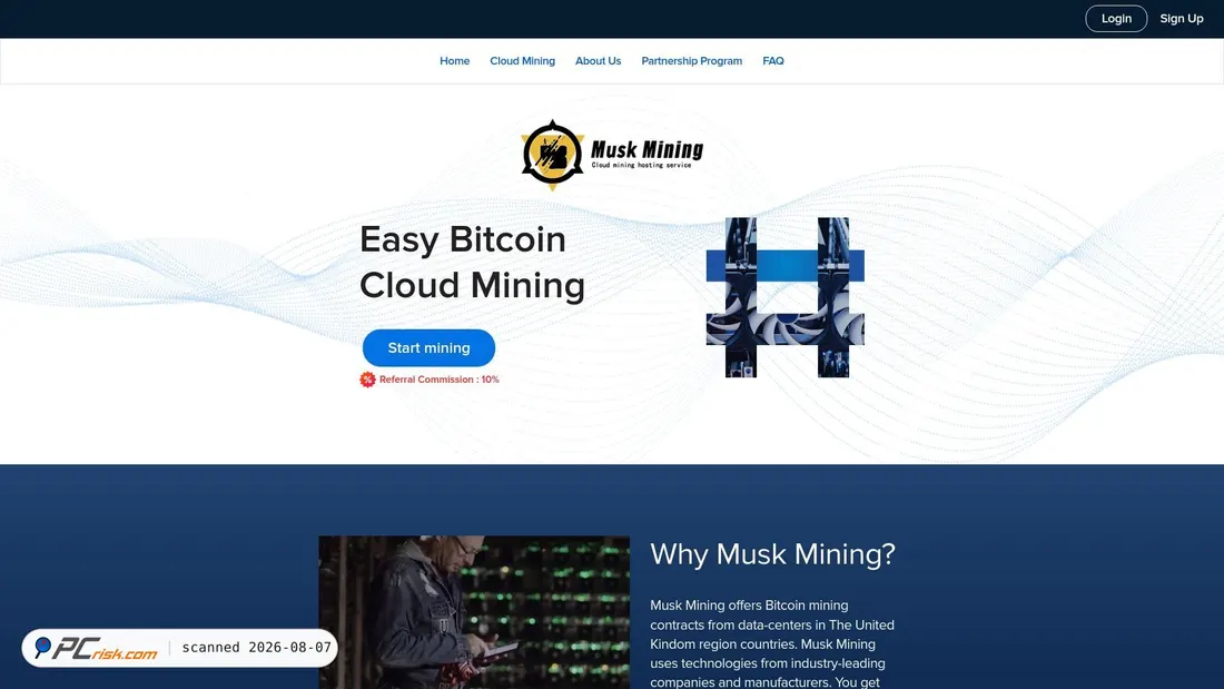 Screenshot of muskmining.cloud
