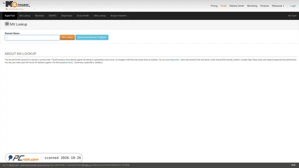 Captura de mxtoolbox.com