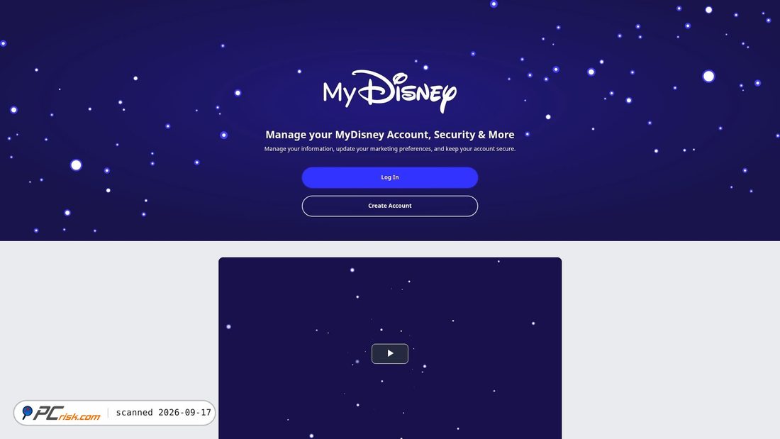 Captura de ecrã de my.disney.com