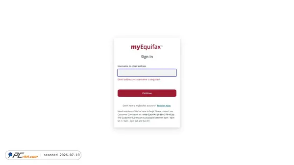 my.equifax.com screenshot