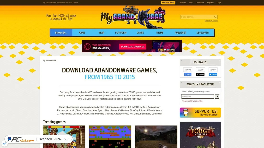 Screenshot of myabandonware.com