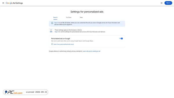 myadcenter.google.com screenshot