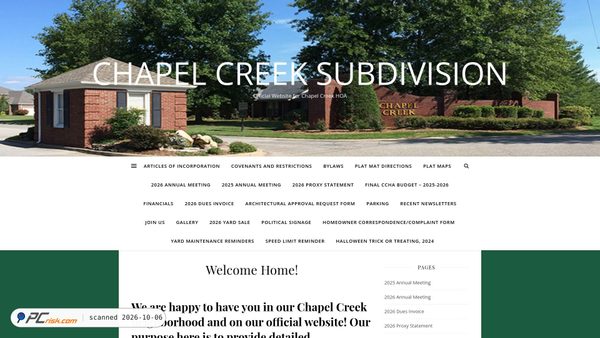 Screenshot van mychapelcreek.com