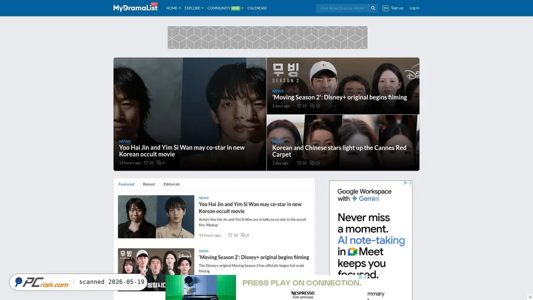 Screenshot of mydramalist.com