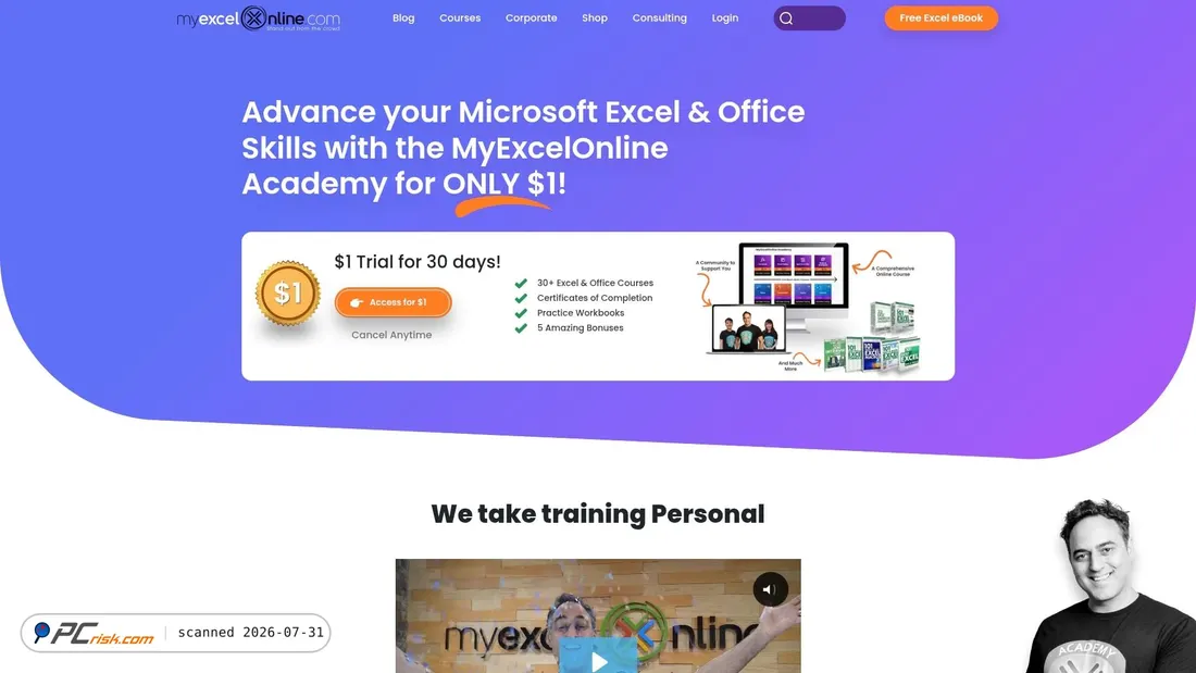 Screenshot of myexcelonline.com