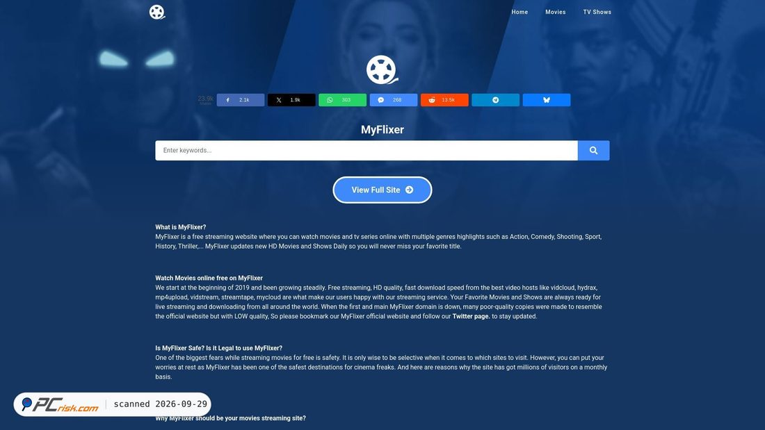 Captura de ecrã de myflixer.win