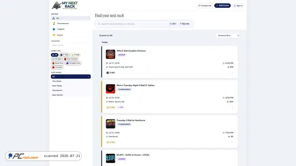 mynextrack.com screenshot