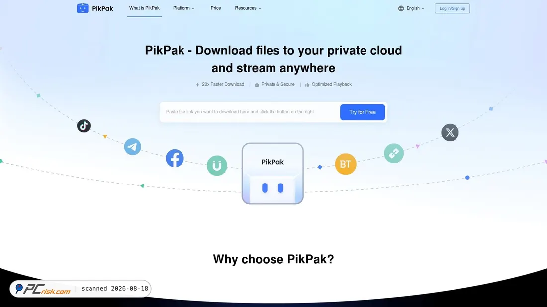 Screenshot of mypikpak.com