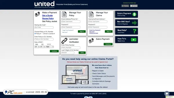 mypolicy.uaig.net Screenshot